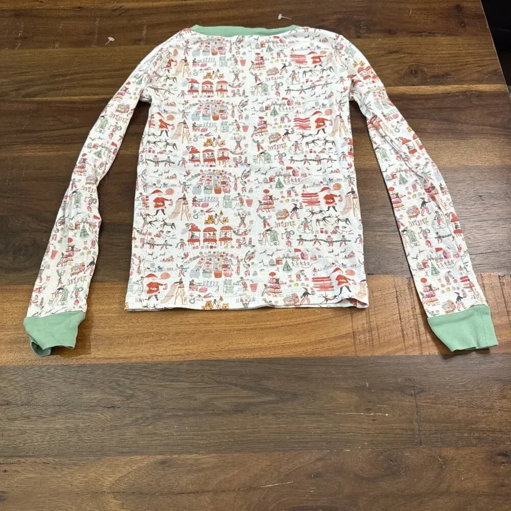 Lake Pajamas Set Kids White Red Holiday Print Pima Cotton SIZE 7